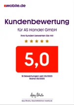 mobile.de Kundenbewertung für AS Handel GmbH: 5,0 von 5 Sternen